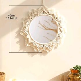 gif1pc, Boho Macrame Round Mirror - Woven Wall Hanging for Apartment, Home, Bedroom, Living Room Decor