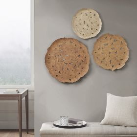 Textured Feather 3-piece Metal Disc Wall Decor Set