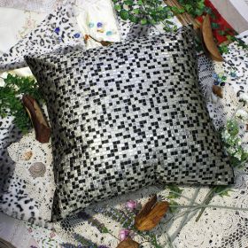 [Black Silver Mosaic] Decorative Pillow Cushion / Floor Cushion (23.6 by 23.6 inches)