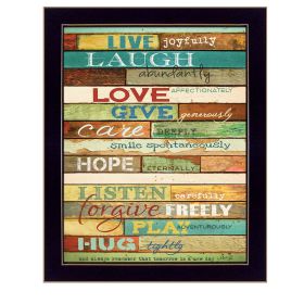 "Live Joyfully" By Marla Rae, Printed Wall Art, Ready To Hang Framed Poster, Black Frame