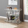 Contemporary Chrome Bar Cart with Wine Rack Silver Modern Glass Metal Frame Wine Storage