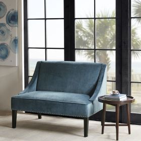 fur44" Settee,Polyester Fabric Rich Upholstery Modern Style For Living room,Blue