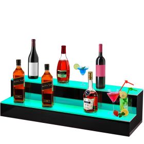 VEVOR LED Lighted Liquor Bottle Display Shelf, 40-inch LED Bar Shelves for Liquor, 2-Step Lighted Liquor Bottle Shelf for Home/Commercial Bar, Acrylic