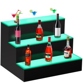 VEVOR LED Lighted Liquor Bottle Display Shelf, 16-inch LED Bar Shelves for Liquor, 3-Step Lighted Liquor Bottle Shelf for Home/Commercial Bar, Acrylic