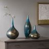 Blue and Bronze Decorative Glass Vases 3-piece set