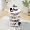 [New Design] Round pushable wooden shoe cabinet on wheels for 16-20 pairs of shoes-Brown