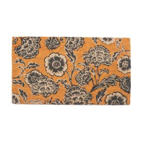 Coir Door Mat Floral Print Entryway Floor Mats with Non Slip PVC Backing Indoor Outdoor Mat for Front Door Decor Welcome Mats with Chelsea Flower Prin