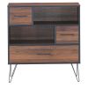 3-Tier Wood Storage Cabinet with Drawers and 4 Metal Legs