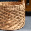 Isidore Round Water Hyacinth Seagrass Woven Basket with Handles - 15" x 15" x 15" - Natural Brown - For Clothes, Towels, Canvas, Toys and Magazine Sto