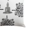 18 x 18 Square Cotton Accent Throw Pillow, Meditating Buddha, Tree Print, White, Black