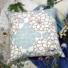 [Brown Turquoise Peony] Decorative Pillow Cushion / Floor Cushion (23.6 by 23.6 inches)