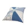 18 x 18 Square Accent Pillow, Geometric Pattern, Soft Cotton Cover, Polyester Filler, Blue, White