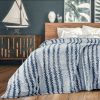 Back Printing Shaved Flannel Plush Blanket, Blue Stripe Blanket for Bed or Sofa, 60" x 80"