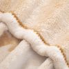 Back Printing Shaved Flannel Plush Blanket, Light Brown Stripe Blanket for Bed or Sofa, 80" x 90"