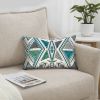 12 x 20 Modern Accent Pillow, Soft Cotton Cover With Filler, Geometric Design, Teal Blue, Beige, Gray