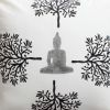 18 x 18 Square Cotton Accent Throw Pillow, Meditating Buddha, Tree Print, White, Black