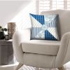 18 x 18 Square Accent Pillow, Geometric Pattern, Soft Cotton Cover, Polyester Filler, Blue, White