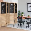 4-Panel Folding Privacy Room Divider Screen with Chalkboard