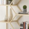 Rattan bookshelf 5 tiers Bookcases Storage Rack with cabinet for Living Room Home Office