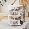 [New Design] Round pushable wooden shoe cabinet on wheels for 16-20 pairs of shoes-Brown