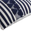 18 x 18 Handwoven Square Cotton Accent Throw Pillow, Classic Striped Pattern, Textured, White, Blue