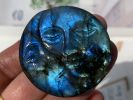 1.6inche Natural labradorite quartz crystal hand carved moon sun crystal skull crystal gifts home decoration 1x