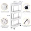 4 Tier Slim Storage Cart Mobile Shelving Unit Organizer Slide Out Storage Rolling Utility Cart Tower Rack for Kitchen Bathroom Laundry Narrow Places,