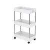 3-Tier Slide Out Storage Cart Rolling Utility Cart Storage Shelf Rack Mobile Storage Organizer Shelving for Office, Kitchen, Bedroom, Bathroom, Laundr