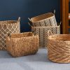 Isidore Round Water Hyacinth Seagrass Woven Basket with Handles - 15" x 15" x 15" - Natural Brown - For Clothes, Towels, Canvas, Toys and Magazine Sto