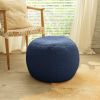 Jaxx Ellis Ottoman Shearling Faux-Lamb Plush Pouf for Modern Interior Design, Small, Indigo