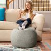 Jaxx Ellis Ottoman Shearling Faux-Lamb Plush Pouf for Modern Interior Design, Small, Smoke