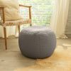 Jaxx Ellis Ottoman Shearling Faux-Lamb Plush Pouf for Modern Interior Design, Small, Smoke