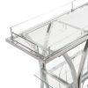 Contemporary Chrome Bar Cart with Wine Rack Silver Modern Glass Metal Frame Wine Storage