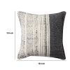 18 x 18 Square Handwoven Accent Throw Pillow, Polycotton Dhurrie, Kilim Pattern, White, Gray