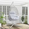 comfortable hanging rope rattan egg white hammock patio swing chair outdoor indoor for adults backyard rocking