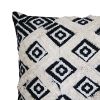 18 x 18 Handcrafted Square Jacquard Soft Cotton Accent Throw Pillow, Diamond Pattern, White, Black