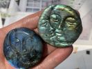 1.6inche Natural labradorite quartz crystal hand carved moon sun crystal skull crystal gifts home decoration 1x