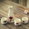 5 Pcs Handcraft Ceramic Mini Japanese Sake Set Wine Cup Wine Pot,Chinese Knot