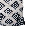 18 x 18 Handcrafted Square Jacquard Soft Cotton Accent Throw Pillow, Diamond Pattern, White, Black