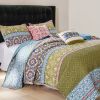 Kaw 5 Piece Soft Cotton Queen Quilt Set, Mandala, Multicolor