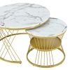 [VIDEO provided] ON-TREND Œ¶27.5'' & Œ¶17.7'' Nesting Coffee Table with Marble Grain Table Top, Golden Iron Frame Round Coffee Table, Set of 2, for Li