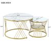 [VIDEO provided] ON-TREND Œ¶27.5'' & Œ¶17.7'' Nesting Coffee Table with Marble Grain Table Top, Golden Iron Frame Round Coffee Table, Set of 2, for Li