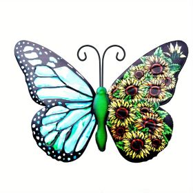 1pc/4pcs, Metal Butterfly Wall Art Decor, 3D Outdoor Sculpture Iron Outdoor Hanging Decor Ornaments, Metal Hand-made Butterfly Wall Art, Fence Decorat (style: Blue)