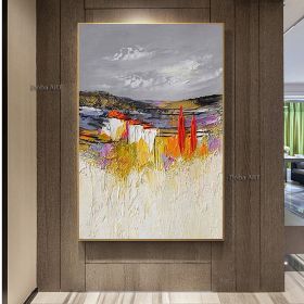 Handmade Original Colorful Textured Oil Painting on Canvas;  Large Abstract Modern Fantanstic Acrylic Painting Boho Wall Art Living Room Home Decor (size: 60x90cm)