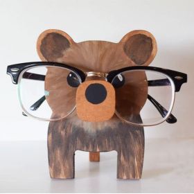 1pc Pet Glasses Stand; Wooden Eyeglass Holder Display Stand; Creative Animal Glasses Holder For Desktop Accessory; Home Office Desk Decor (style: Brown Bear)