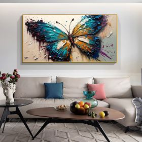 Handmade Oil Painting Original Textured Butterfly Oil Painting On Canvas Large Wall Art Abstract Colorful Animal Painting Custom Boho Wall Decor Home (style: 1, size: 150x220cm)