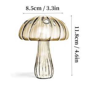 7 Style Mushroom Glass Vase Creative Hydroponics Vases Aromatherapy Bottle Desktop Crafts Ornament Living Room Home Office Decor (Color: HGA0012459-F, Ships From: CN)