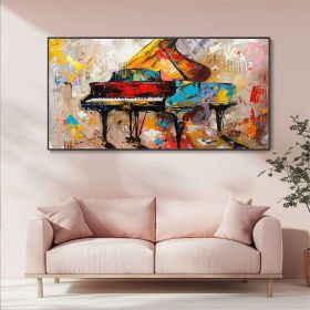 Vintage Piano Hand Canvas Oil Painting Classic Instrument Wall Decor Music Lover Gift Original Boho Texture Art Fine Home Decor Colorful (style: 1, size: 60x120cm)