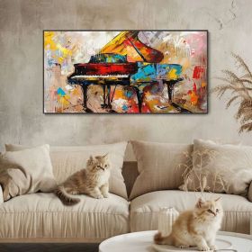 Vintage Piano Hand Canvas Oil Painting Classic Instrument Wall Decor Music Lover Gift Original Boho Texture Art Fine Home Decor Colorful (style: 1, size: 40x80cm)