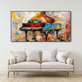 Vintage Piano Hand Canvas Oil Painting Classic Instrument Wall Decor Music Lover Gift Original Boho Texture Art Fine Home Decor Colorful (style: 1, size: 100x200cm)